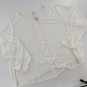 Auden‎ Sleep Cardigan Pointelle Ribbed Button Front Womens 4X White Loungewear